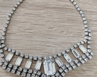 Gorgeous Emerald Cut Rhinestone Necklace