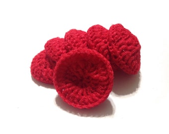 Red Crocheted Nylon Netting Dish Scrubbies- Set Of Six