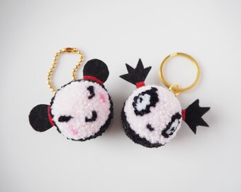 Pucca & Garu Pom Pom Keychain, Pom Pom Keyring, Cute Keychain, Gift for Her, Fluffy Pom Pom Keychain, Pucca, Unique Keychain, Couple, Love