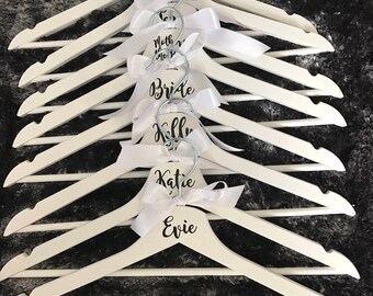 DIY personalised coat hanger vinyl sticker transfers bride groom bridemaid flowergirl usher bestman mother of the bride