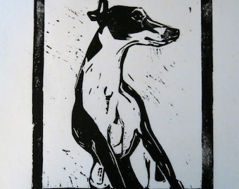 BirdsforBirds Leaning Greyhound art block print