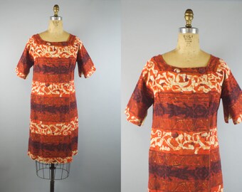 50s Lord & Taylor Wrap Dress / Vintage 1950s Cotton Dress / Large