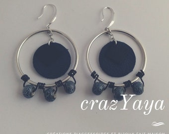 Leather and Pearl Earrings