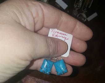 Genuine Turquoise Wire Wrapped Earrings Made By Me