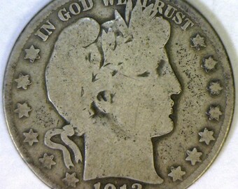 1913-S Barber Half Dollar; VG