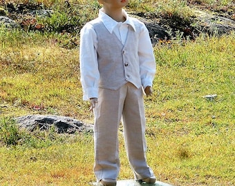 Ring bearer suit. Boys linen suit. Rustic ring bearer suit. Country wedding. Toddler boy outfit. Boys wedding suit.Ring bearer clothes.