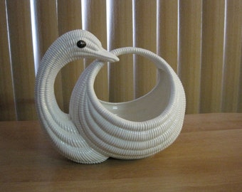 Vintage Swan planter / Vintage Swan Jar with flower