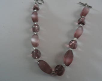Bracelet with Rose Colored Glass Toggle clasp