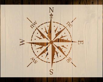 Compass Stencil, Various Sizes, Reusable, Windrose Nautical Navigation Art Crafts Paint Wood Decor Walls Floors Fabrics Furniture DIY