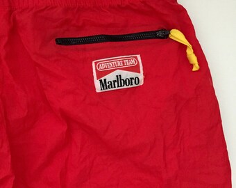 1990's MARLBORO track pants Vintage red marlboro windbreaker jogging pants Medium Large