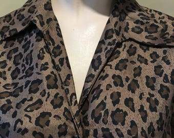 Vintage Leopard Print Top-Leopard Print Blouse-19502 style-80s Leopard Top-Leopard-1980s Leopard-Animal Print Top-Size-Australia