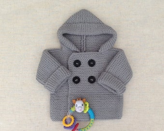 Baby wool knit coat hooded coat