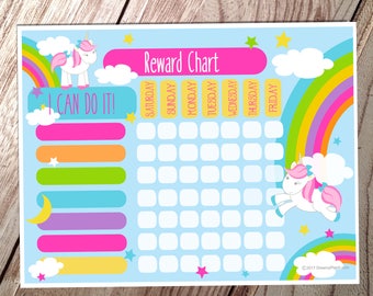 Kids Reward Chart - Unicorn - Instant Download