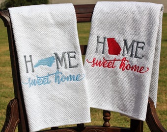 Embroidered Kitchen Towel, Home Sweet Home, Housewarming Gift, Kitchen Decor, Home Decor, Moving Away Gift
