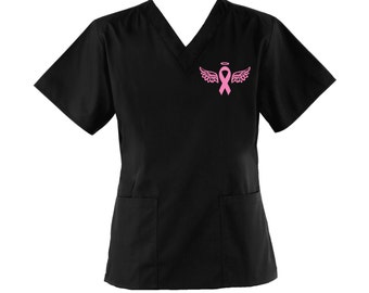Breast Cancer Awareness Angel Scrub Top