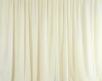10 feet x 10 feet Ivory Sheer Voile Backdrop,Wedding Ceremony Party Home Decorations,Sheer Organza Curtain Panel Backdrops -BD005