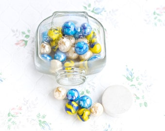 Pearl and Glue Glass Marbles in a Jar - Set of 28