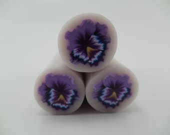 Purple Pansy Polymer Clay Cane, Raw Polymer Clay Cane, Millefiori