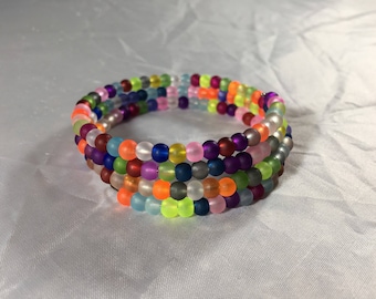 Multi colored beaded bracelet - neon