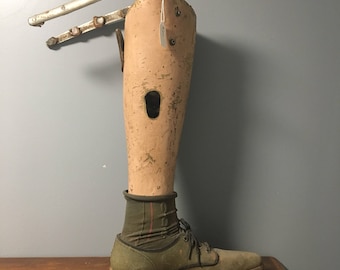 Left wooden leg prosthetic