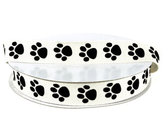 Animal Paw Print Cotton Ribbon, 7/8-Inch, 25 Yards