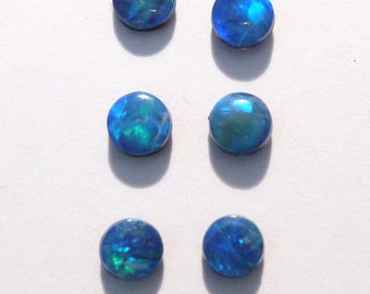3 pairs of Australian Lightning Ridge Opal Doublets 4mm rounds (3107)