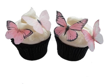24 Edible Butterflies - Light Pink - Edible Butterfly Cupcake Toppers - Cake Decorations