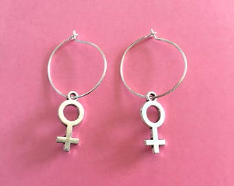 Venus symbol hoop earrings
