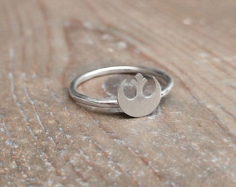 Sterling Silver Rebel Alliance Star Wars Stacking Ring - Geek, Sci-fi
