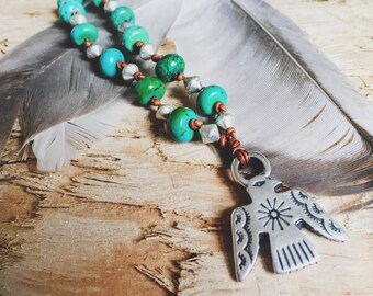 Turquoise Thunderbird Necklace, Southwest, Southwest Jewelry, Southwest Necklace, Thunderbird, Turquoise Jewelry, Turquoise necklace