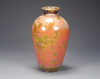Porcelain Vase - Multicolors - Crystalline Glaze - Hand Made Pottery - FREE SHIPPING - #A-1-4159