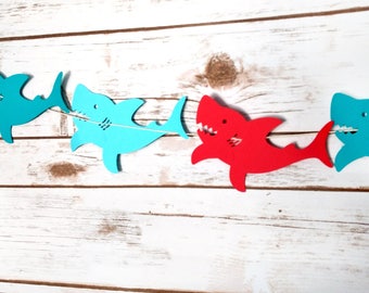 Red & Blue Shark Garland