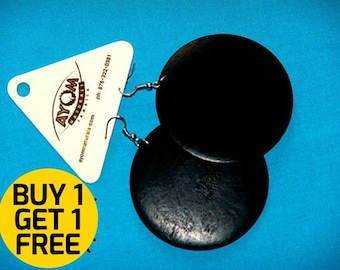 Disc Wooden Earrings - FULL MOON