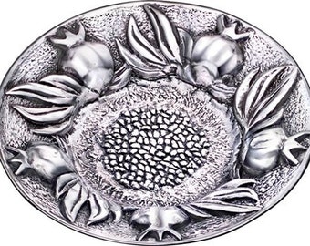 Cast polished aluminum fruit bowl pommegranates design limited edition