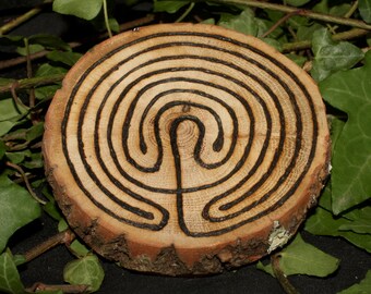English Oak Wood Labyrinth Altar piece - Wicca, Witchcraft, Pagan - Tintagel, Cornwall