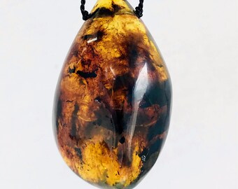 Amber Pendant on a Silk Cord