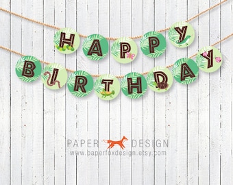 Bug and Reptile Birthday Banner Printable - Creepy Crawly