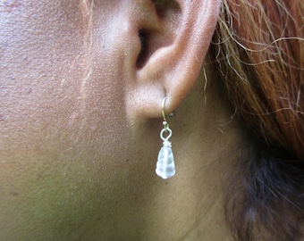 White Quartz Earrings, Rock Crystal Earrings, Quartz Dangle Earrings, Handmade