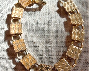 Vintage Mod Square Link Bracelet 1960's Gold Filled