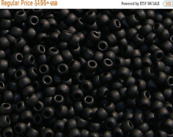 ON SALE Toho 8/o Round Jet Black Matte Opaque Seed Beads (TR-8-49F), choice of 10 grams or 23 grams