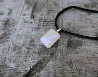 Pink dichroic glass necklace