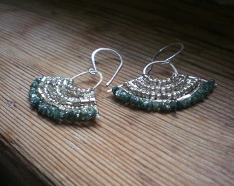 Raw diamond earrings // raw diamond jewelry // raw diamond and silver earrings