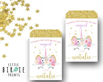 Unicorn Favor Tags Unicorn party favor tags Unicorn birthday party Unicorn party printable Unicorn first birthday party Gold Unicorn