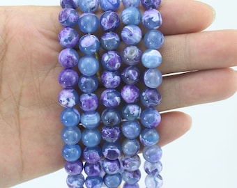 8mm Purple Agate Beads,Full Strand,Agate Beads ,Round Agate Beads,Agate Gemstone For Jewelry Making---about 48 Pieces---15inches--EB227