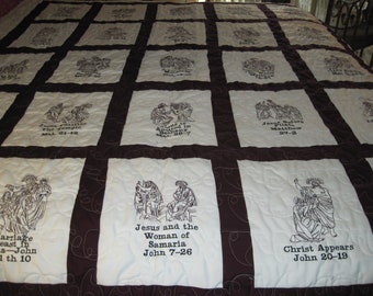 BIBLE verse QUILT with RELIGIOUS pictures