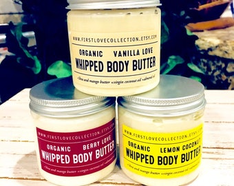 Whipped Body Butter,4oz,Whipped Shea Butter,Vegan Body Butter,Organic Skin Care,Shea Butter,Almond Oil,Gift for Her,Stocking Stuffer, Lotion