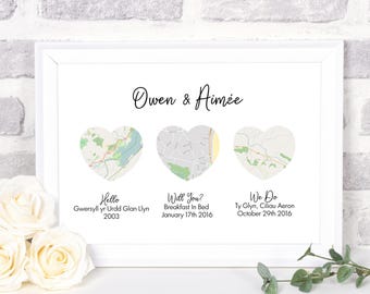 Met engaged married, met married home, met married live, we met we married we live, Personalised met engaged married, PRINT ONLY
