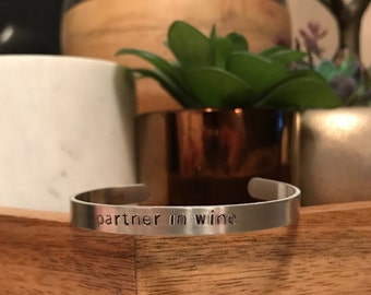 Partner in Wine Bracelet, Funny Bracelet, Funny Gift, Wine Lover Gift, Funny Jewelry, Wine Jewelry, Friend Gift, Gift for Wine Lover, BFF