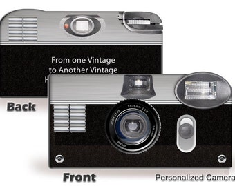 5 cameras-Vintage 35mm Reproduction Disposable Camera-24 exp, high speed Fuji color film, with flash -- can be PERSONALIZED (F84000)