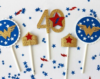 Wonder Woman, Wonder Woman Cupcake toppers, Wonder Woman Birthday, Wonder Woman party, Super hero party, girl super hero,Wonder woman topper